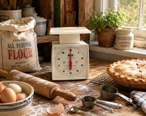 Vintage Hanson Mechanical Kitchen Scale 10 lb White Farmhouse Decor